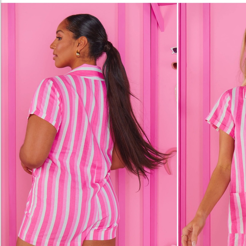 Pink and White Striped Button-Up Shirt - Picture 4 of 7